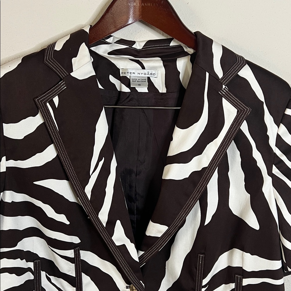 Peter Nygard Zebra Print Jacket Size 16 Short Sleeve Designer - Picture 3 of 12